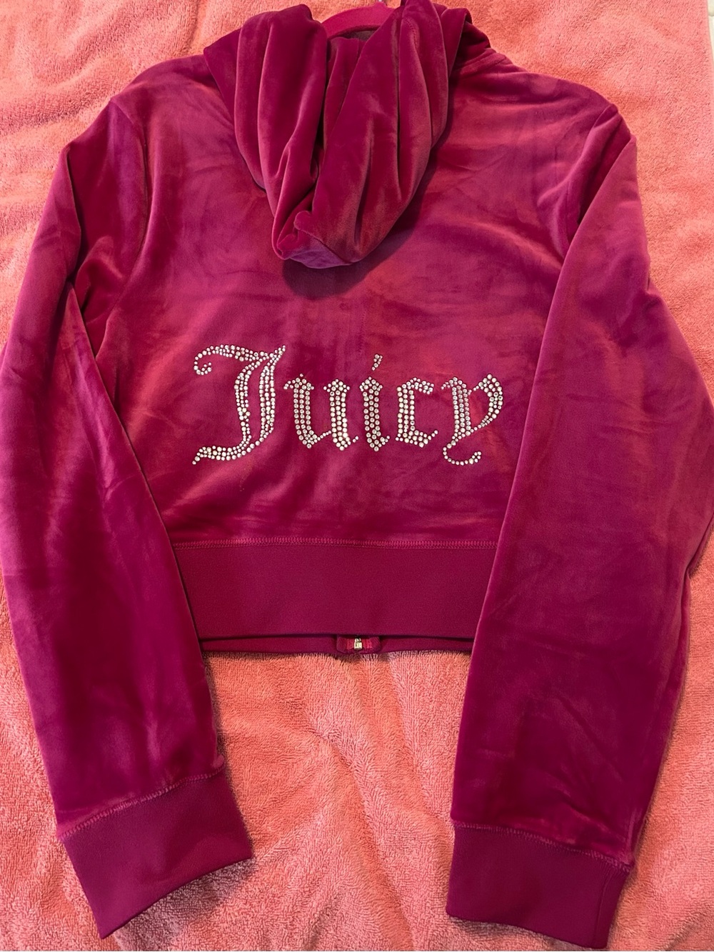 Juicy Couture Magenta Velour Track Pants & Hoodie Set - Picture 8 of 12